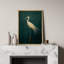 Oiseau aigrette vert rétro, photos de salle de bain rustique moderne, impression sur toile encadrée-115240912-115240905-115240904