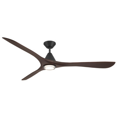Ventilateur de plafond intelligent en bois naturel 72 po Carve avec trousse d'éclairage à DEL sélectionnable 2700K-3000K-4000K-5000K et télécommande incluse