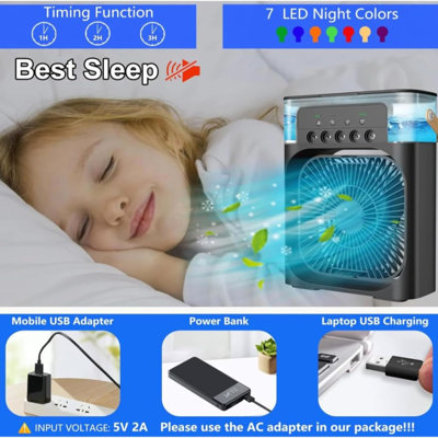 Ventilateur portatif à brumisation USB avec refroidissement réglable et minuterie (paquet de 2)