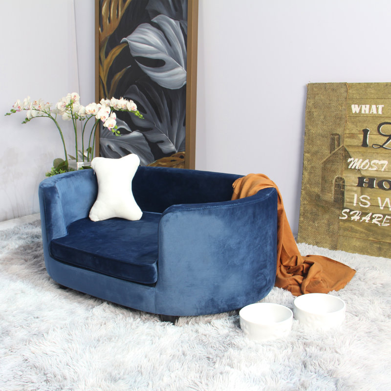 Hagedorn Orthopedic Velvet Pet Bed, Navy Blue