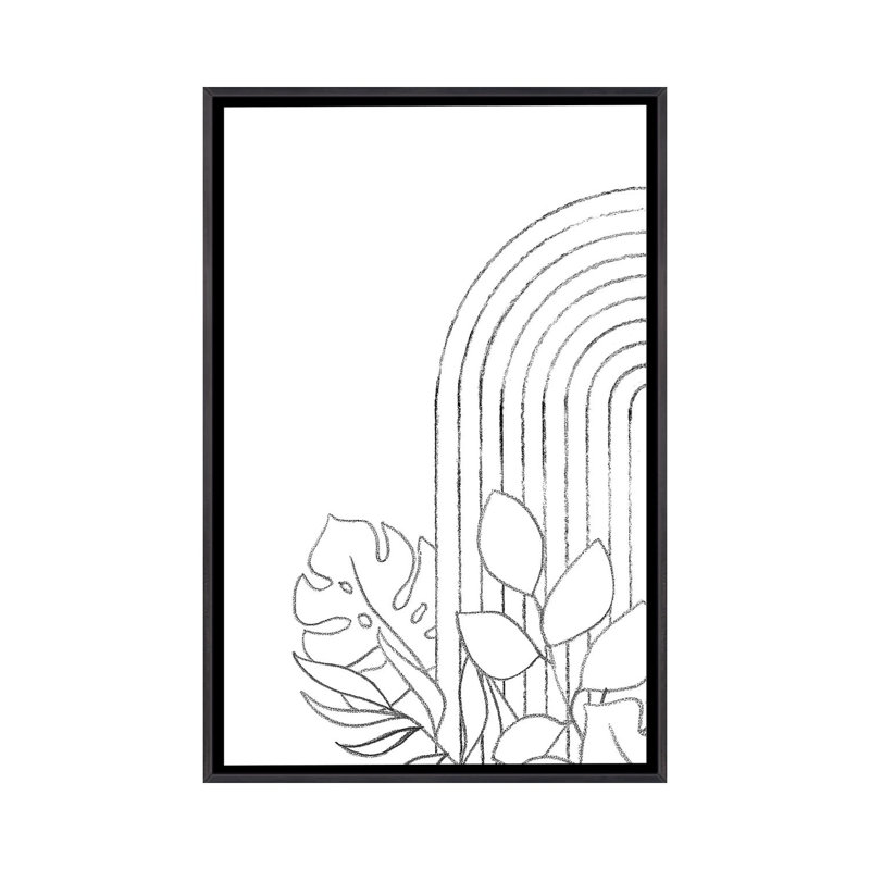 Dessin botanique - reproduction d'art, H 40 po x l 26 po x P 1,5 po, Toile avec cadre noir patiné, Aucun mat