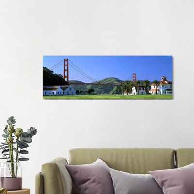 Bridge Viewed from a PArk, Golden Gate Bridge, Crissy Field 1 Piece Wrapped Canvas Panoramic Wall Art