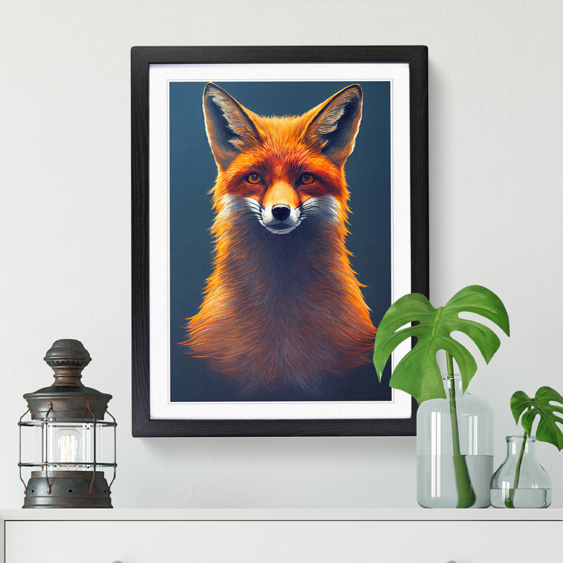 FRM-V0523-1036X Fox Portrait Vol.2 - Single Picture Frame Print, 46cm H x 34cm W x 2cm D, Black Framed