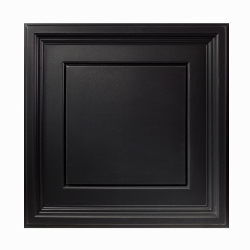 Carreaux de plafond à caisson 2 pi x 2 pi Genesis Black Icon - Installation facile à poser - Imperméable, lavable et ignifuge - PVC de haute qualité pour prévenir les bris - Paquet de 12 carreaux