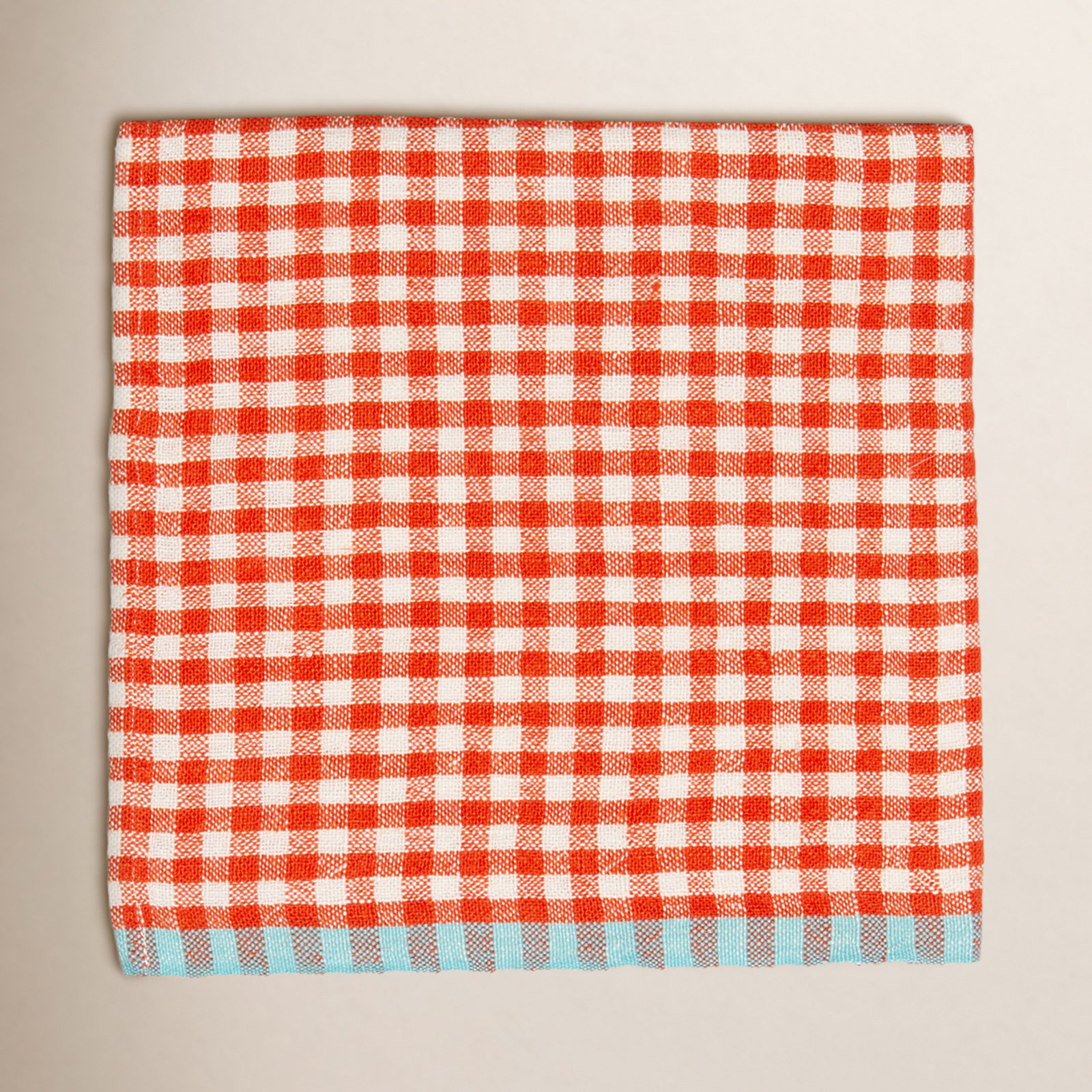 Reversible Linen Napkin, Orange/Aqua
