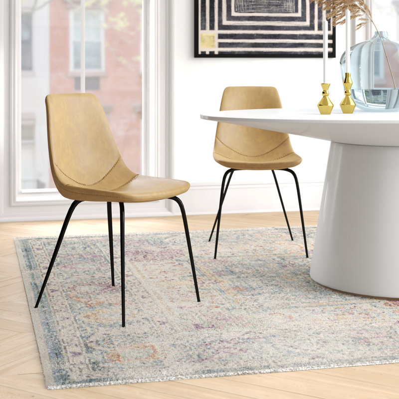Chaise d'appoint rembourrée en similicuir Saairah, Similicuir miel