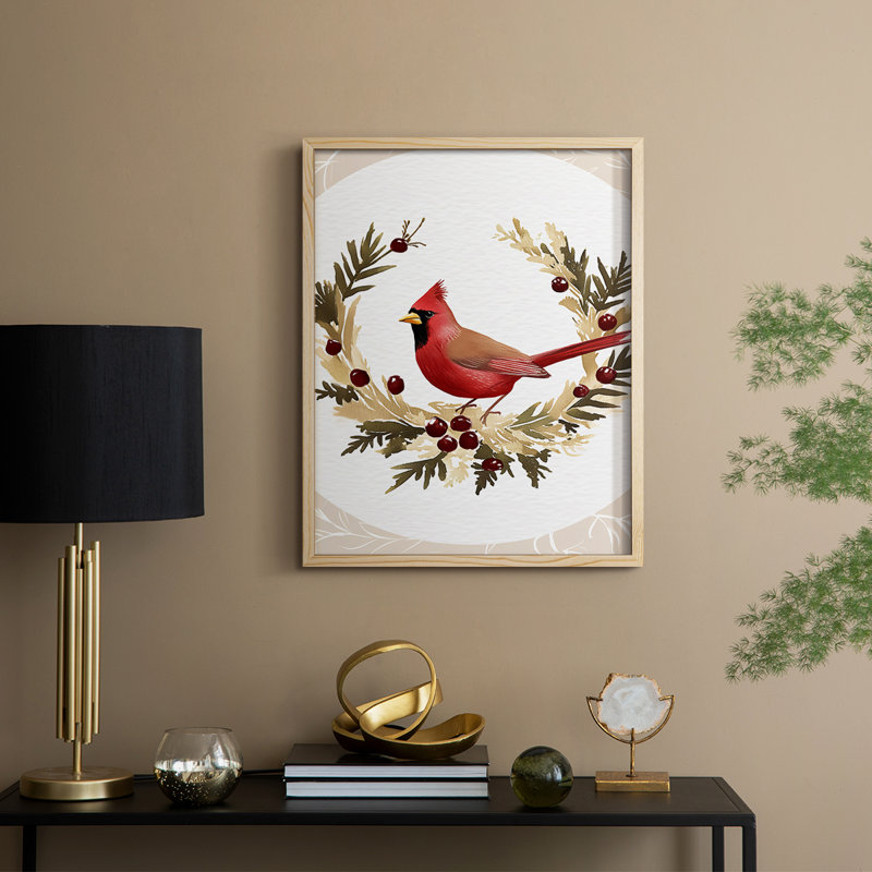 «Christmas Holiday Art CMXLIX», reproduction d'art encadrée - bois massif, H 15 po x l 12 po, Naturel