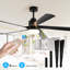 65 Inch Black Ceiling Fan With Light