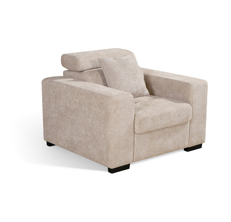 Amelia Upholstered Chenille Armchair, Beige Chenille