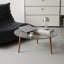 Table basse avec plateau en verre et structure en bois massif