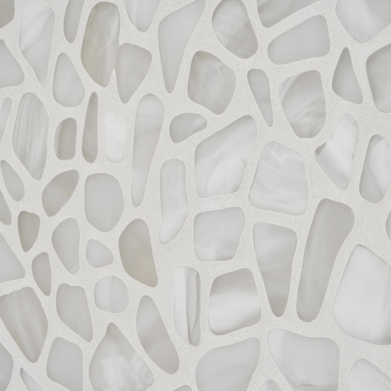 Carreau de mosaïque en verre givré l 11,81 po x l 11,81 po Hydra, Blanc