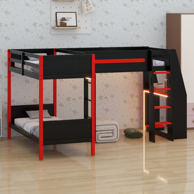 Lit superposé en L avec lit mezzanine pour jouer