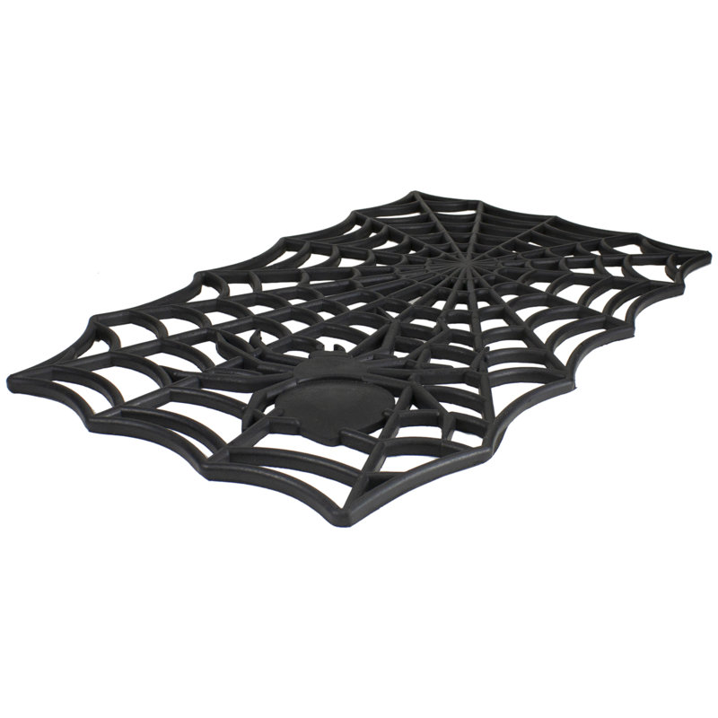 Black Spider Web Rectangular Halloween Doormat 18" x 30"