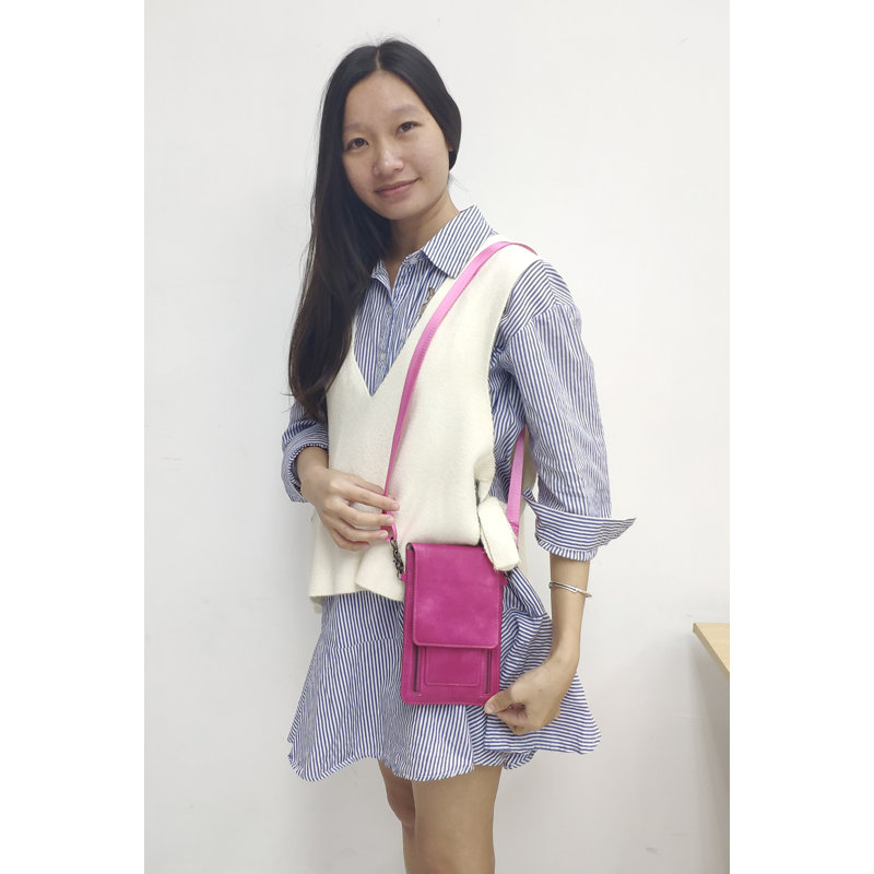 Sac à bandoulière en cuir synthétique, Rose rouge