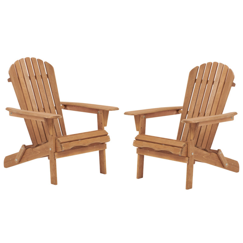 Ensemble de 2 chaises pliantes en bois pour l'extérieur Adirondack avec dossier pré-assemblé, chaise de patio en bois pour patio