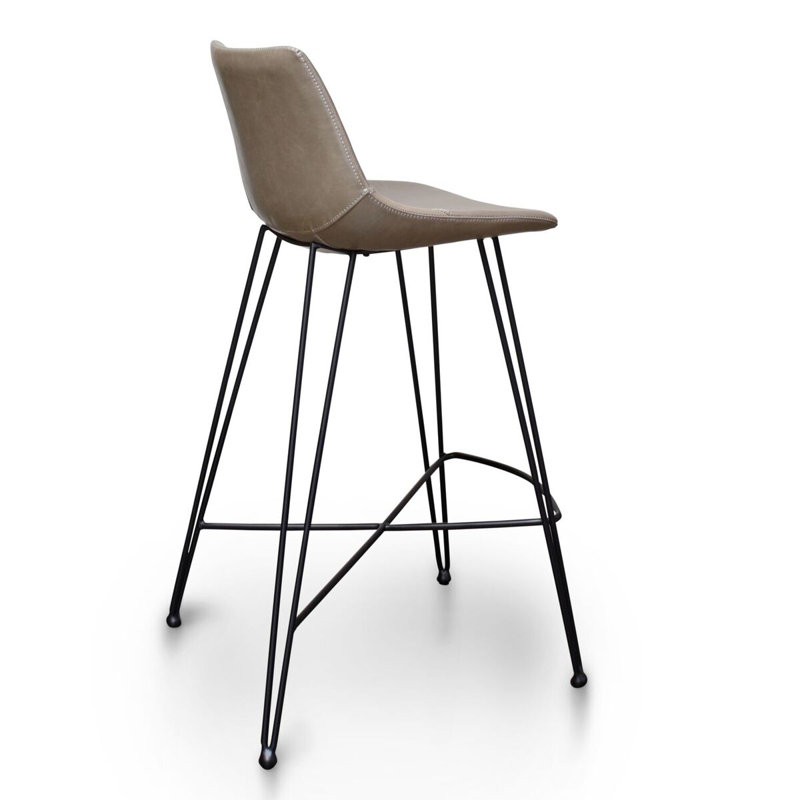 Volya Bar & Counter Stool Faux Leather, Dark Gray, Bar Stool (30" Seat Height)