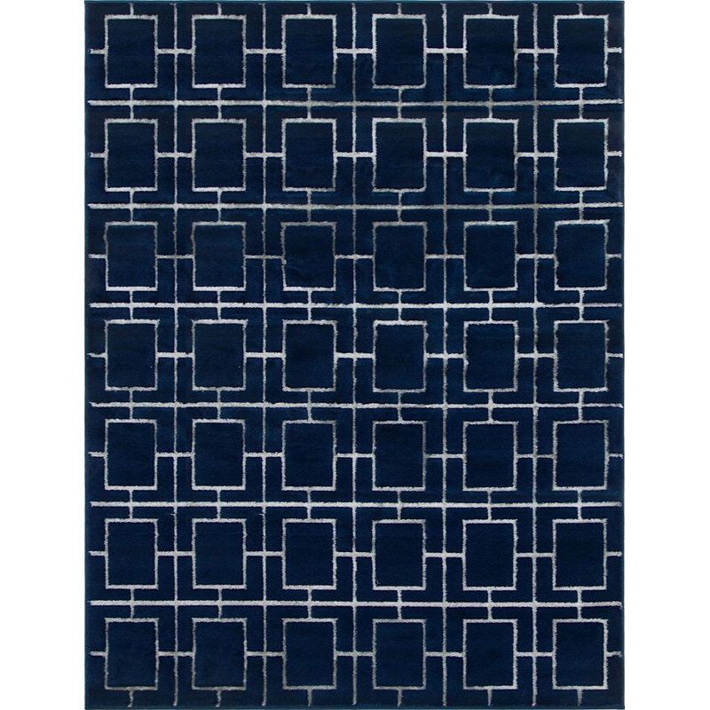 Corando Geometric Blue Area Rug, Rectangle 8' x 10'
