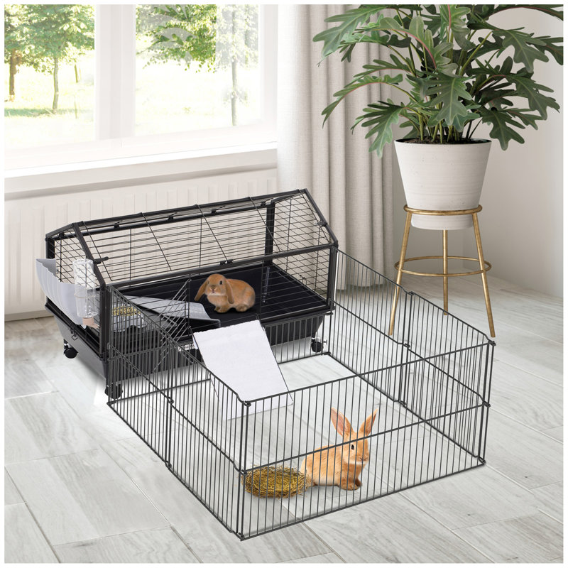 Cage pour petits animaux avec roulettes, bouteille d'eau, L 35 po