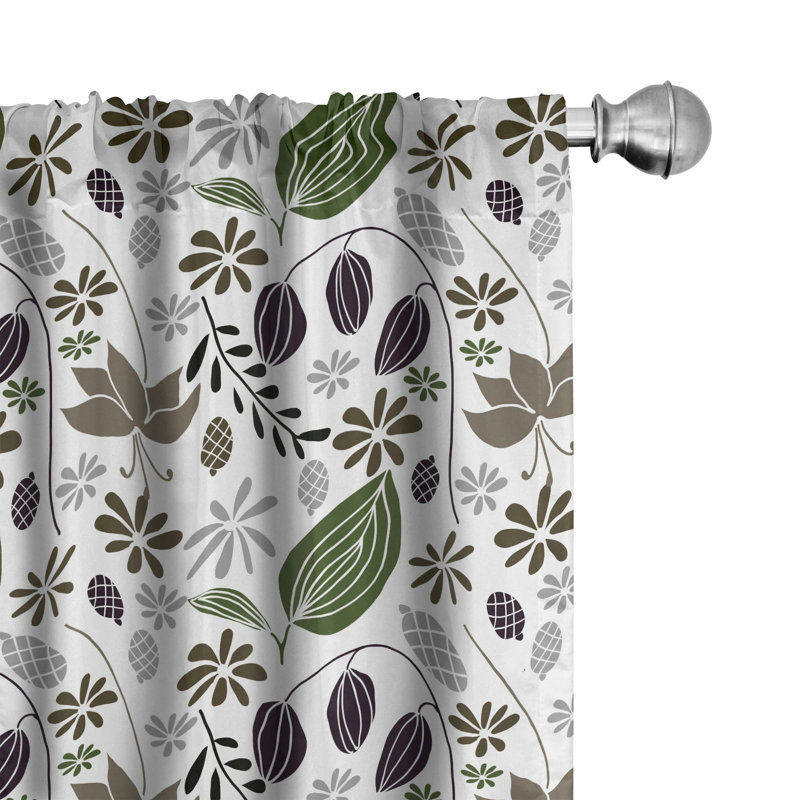 Panneau coulissant floral semi-diaphane avec passe-tringle, 28 po x 95 po