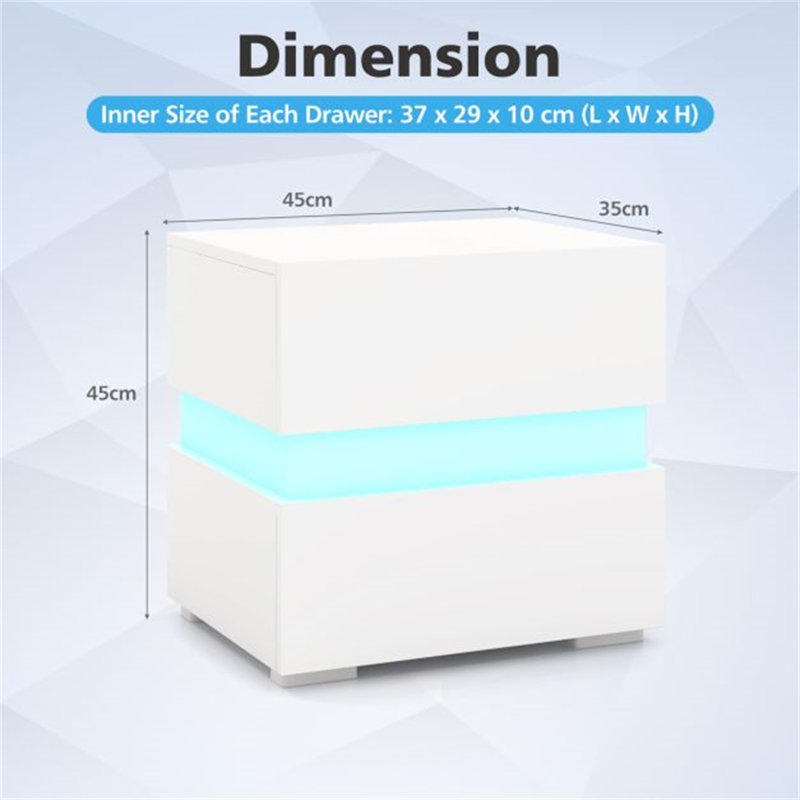 35cm W Manufactured Wood Bedside Table, White