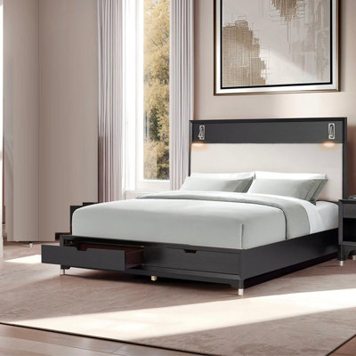 Mid-Century Modern Bed With Storage Drawers