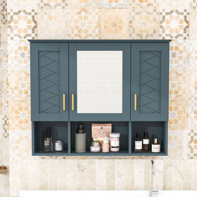Wall Mounted Medicine Cabinet with Adjustable Shelves and Doors