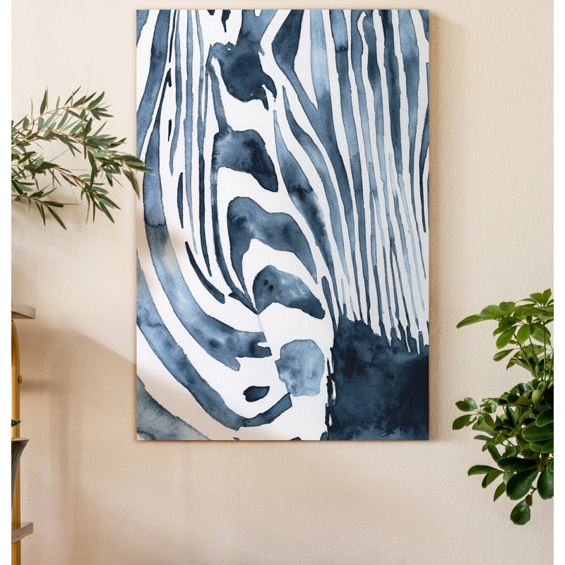 Indigo Zebra I - impression sur toile tendue, H 20 po x l 16 po x P 1 po