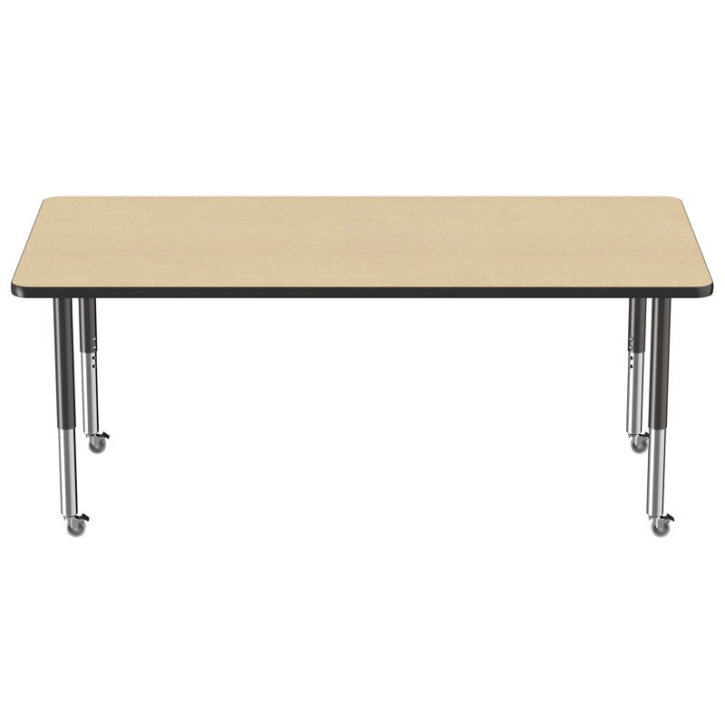 Table d'activité rectangulaire à hauteur réglable en forme de T, Érable / noir, Super, 36 po x 72 po
