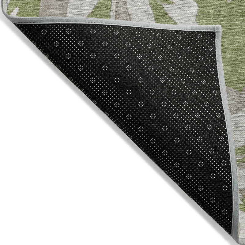Tapis extérieur lavable floral vert taupe et beige 10 pi x 14 pi