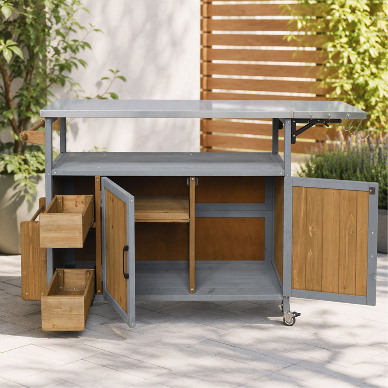 Chariot de cuisine pour l'extérieur 54,33 "Farmhouse, Stainless Steel