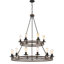 Lustre en forme de bougie à roulettes en acier à intensité variable de 18 lumières Philly avec accent de bois certifié UL-1262118486