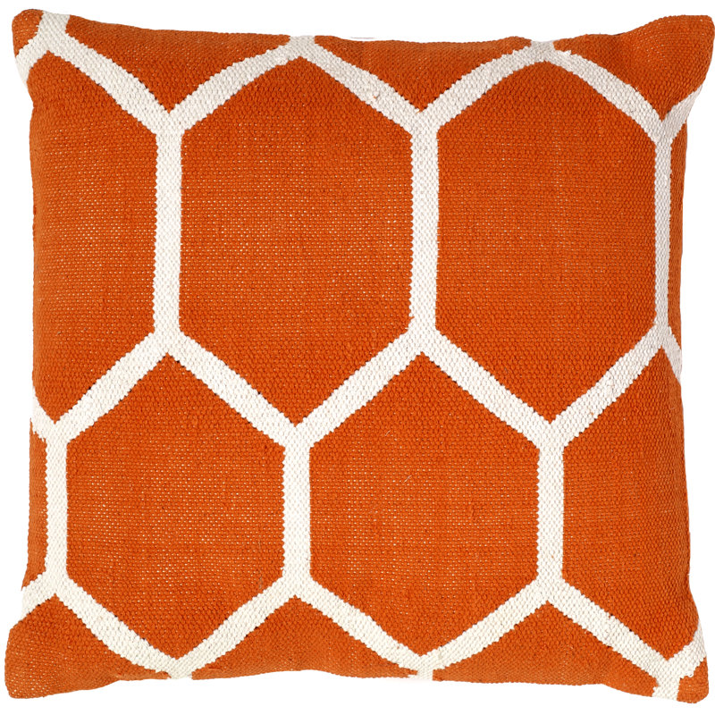 Housse de coussin en coton tissé hexagonal, Orange