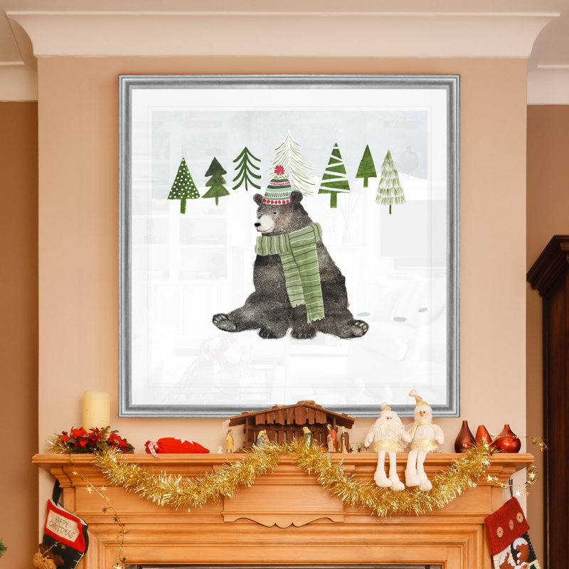 Bois de noël iv, reproduction d’art, H 17,5 po x l 17,5 po x P 1,5 po, Cadre argenté
