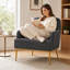Fauteuil moderne confortable avec dossier incurvé et pieds en métal - Chaise de lecture ou d'appoint parfaite-1705560238