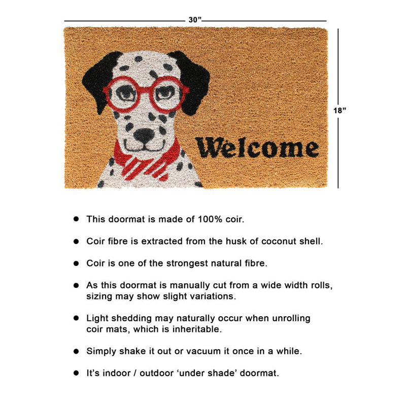 Tapis de porte d'extérieur antidérapant Alson Dalmatian Welcome 30 po x 18 po