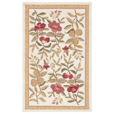 Kinchen Hand Hooked Wool Pile Floral Rug