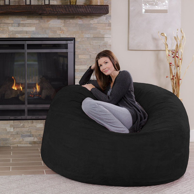 Bean Bag Chair - 5' Giant Memory Foam Lounge Chair with Soft Microfiber Cover – Cozy Furniture for Living Room, Dorm, & Kids' Rooms – Comfortable 5 Ft, Microsuede Lounge Sofa