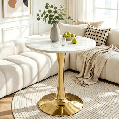 Round Coffee Table with Pedestal Base