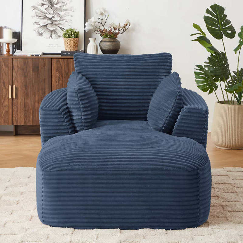 Fauteuil-lit en velours côtelé, aucun assemblage requis,, Bleu