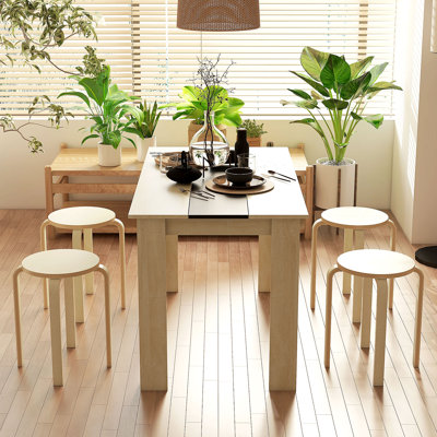 Stackable Stools Set of 4, 18-Inch Round Backless Stools for Kitchen