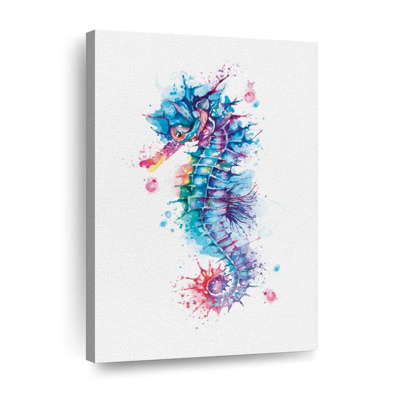 Hippocampe aquarelle, H 48 po x l 32 po x P 1,25 po