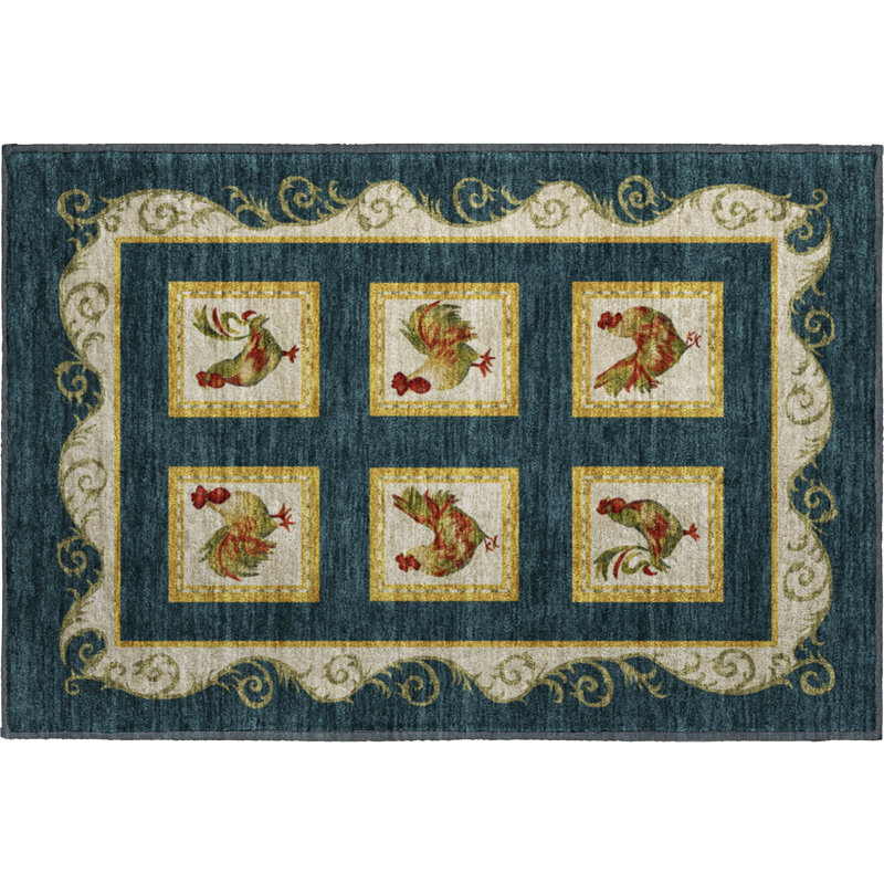 Premium Machine Washable Chiekezi AMF159 Midnight Rug, Rectangle 1'8" x 2'6"