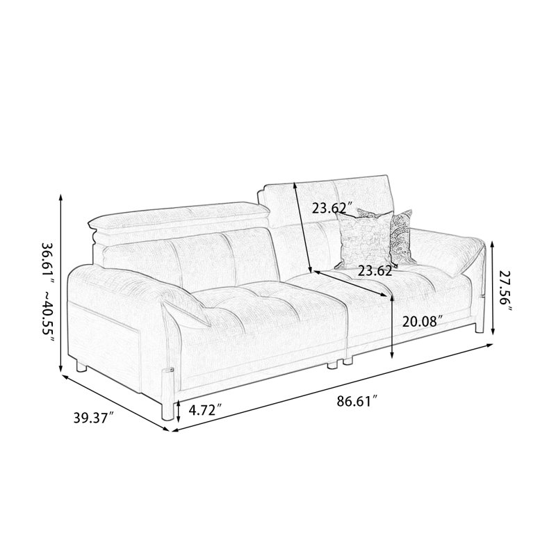 Canapé modulaire en chenille crème, Crème