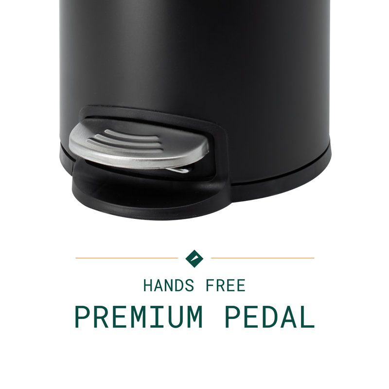 Matte Black Stainless Steel Round Pedal Trash Can
