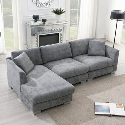 Canapé modulaire en tissu chenille 4 places