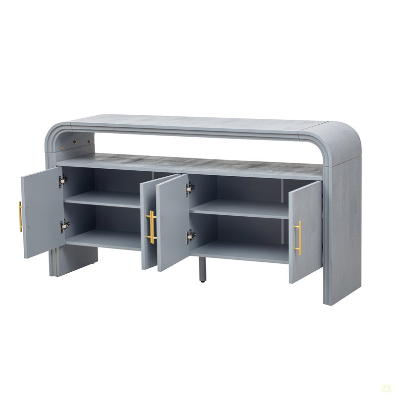 Élégant buffet avec placage de sapin traité, convenant à l'entrée, au couloir, au salon, au vestibule, au couloir, Gris