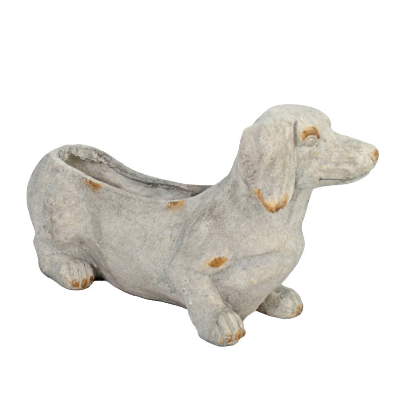 Cornell SAUSAGE DOG Planter 30cm Weathered Light Stone Effect