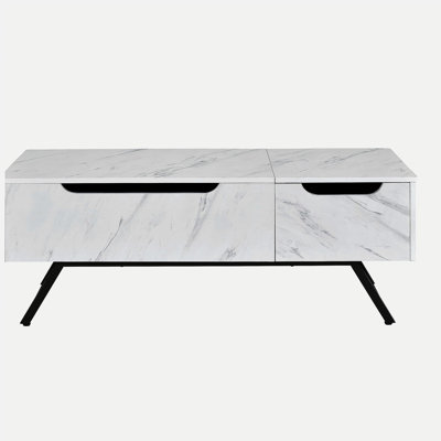 Table basse blanche avec surface rabattable