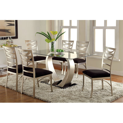 Bagdai 6 - Person Glass Top Pedestal Dining Set