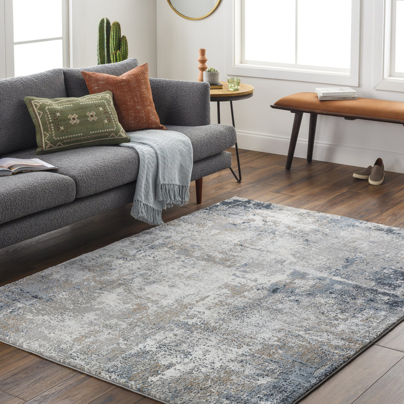 Quanna Abstract Machine Woven Polyester Area Rug, Rectangle 10' x 14'